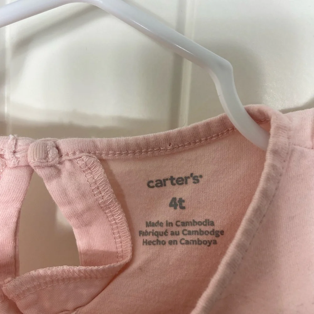NWOT Carter’s toddler girl’s pale pink bear face decal long sleeve shirt 4T‎